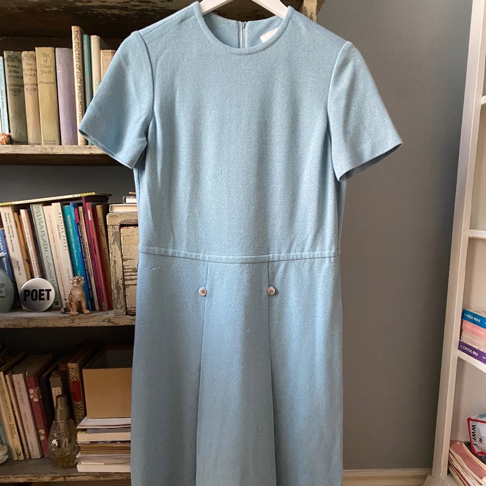 1960s 70s Leslie Fay Vintage Wool Dress Sz M L